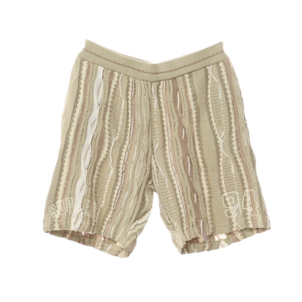 【中古】【未使用】シュプリーム Supreme 2023年春夏 Coogi Basketball Short コットン ショートパンツ タンxホワイト【サイズM】【メンズ】