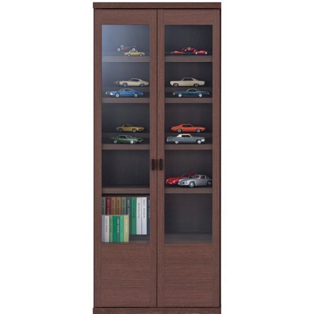 本棚　大容量　ガラス扉付　可動棚 本棚 収納 可動棚 ラック 大容量 単行本 漫画 cd dvd ( キャビネット