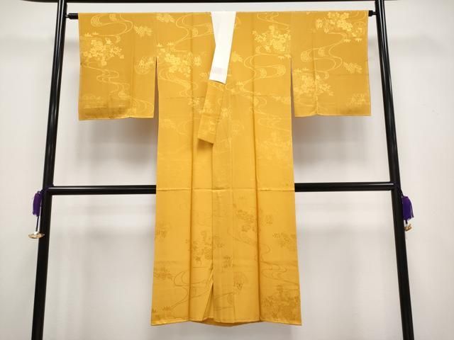 平和屋着物 上質な長襦袢 袷 籬草花地紋 金茶色地 CYAA3335s5