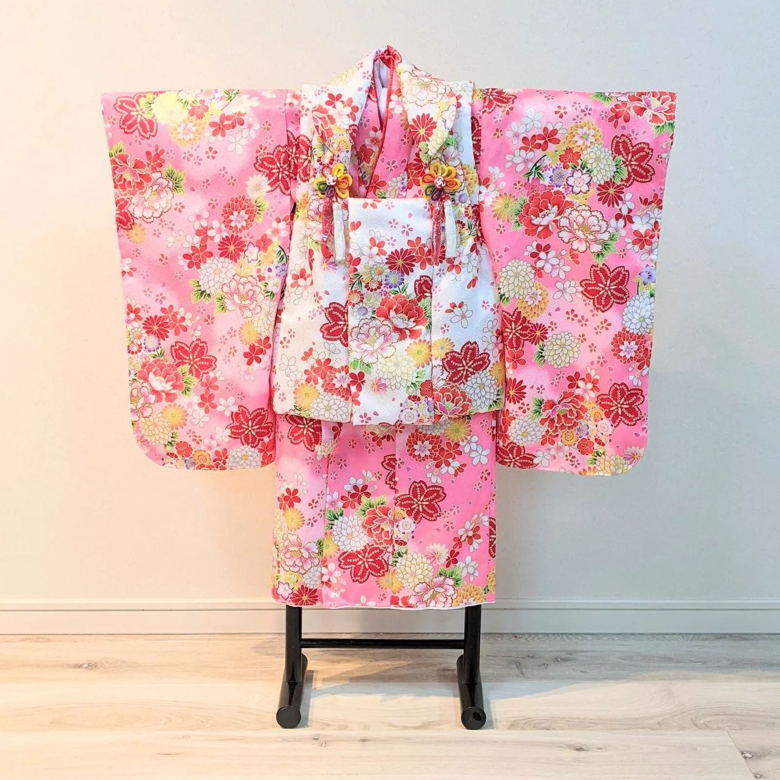 女の子 七五三 3歳 被布 着物セット ピンク 白 桜 s8 - メルカリ