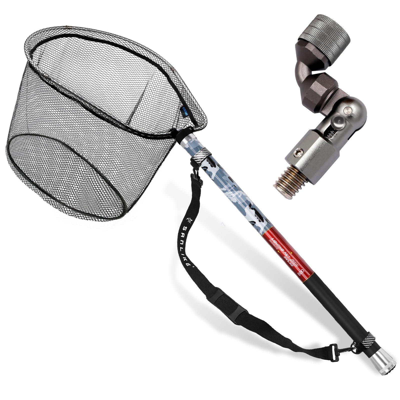 Color 迷彩玉の柄 45 59CMネット グレーなタモジョイント_Size 8M サンライク SANLIKE 玉網 タモ網 伸縮式 ランディングネット 12段階 11段階 7段階 小継玉の柄 釣りネット 釣り 4つ折り枠 すくい網 淡水海水適用 網 漁具