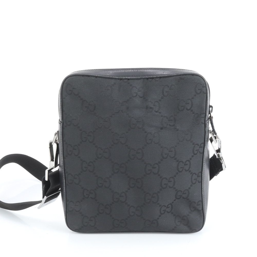 極美品 グッチ GG ナイロン レザー ショルダーバッグ 斜め掛け