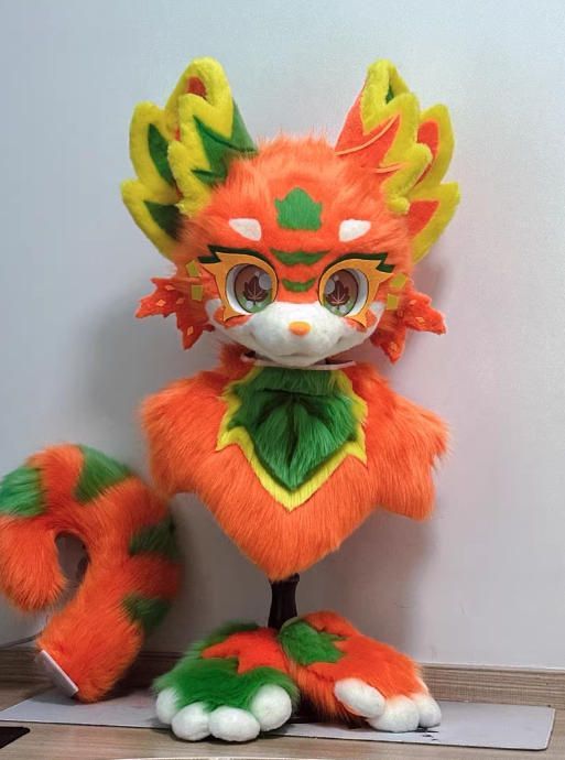 ファースーツ 着ぐるみセット NO.249 キツネ オレンジ色 ケモノ ファースーツ 全頭ヘッド ぬいぐるみ コスプレ コスチューム 一点物