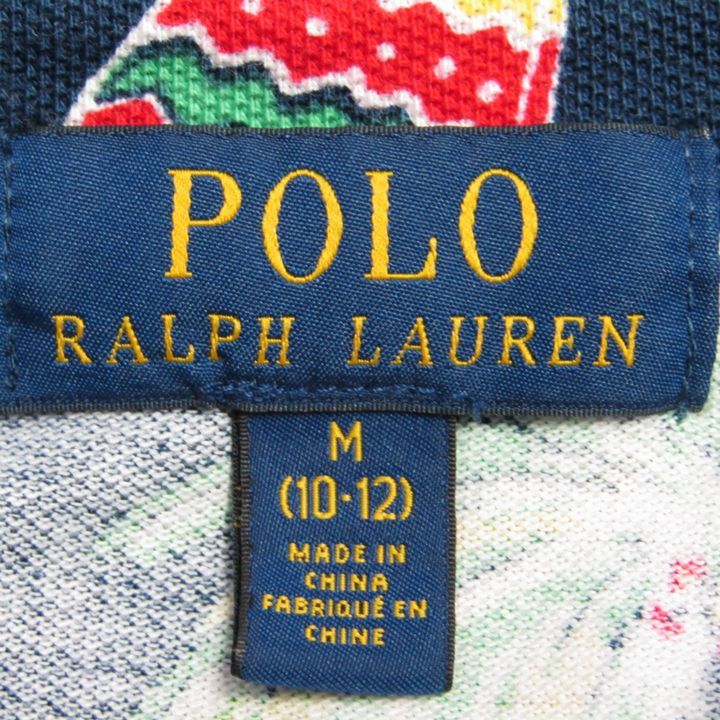 ポロ・ラルフローレン 半袖ポロシャツ トップス 総柄 ハワイアン キッズ 男の子用 M(10-12)サイズ ネイビー POLO RALPH LAUREN 【中古】