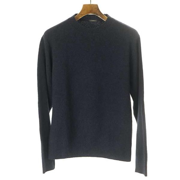 COMOLIコモリ20AWラムズウールクルーネックニットセーターネイビー