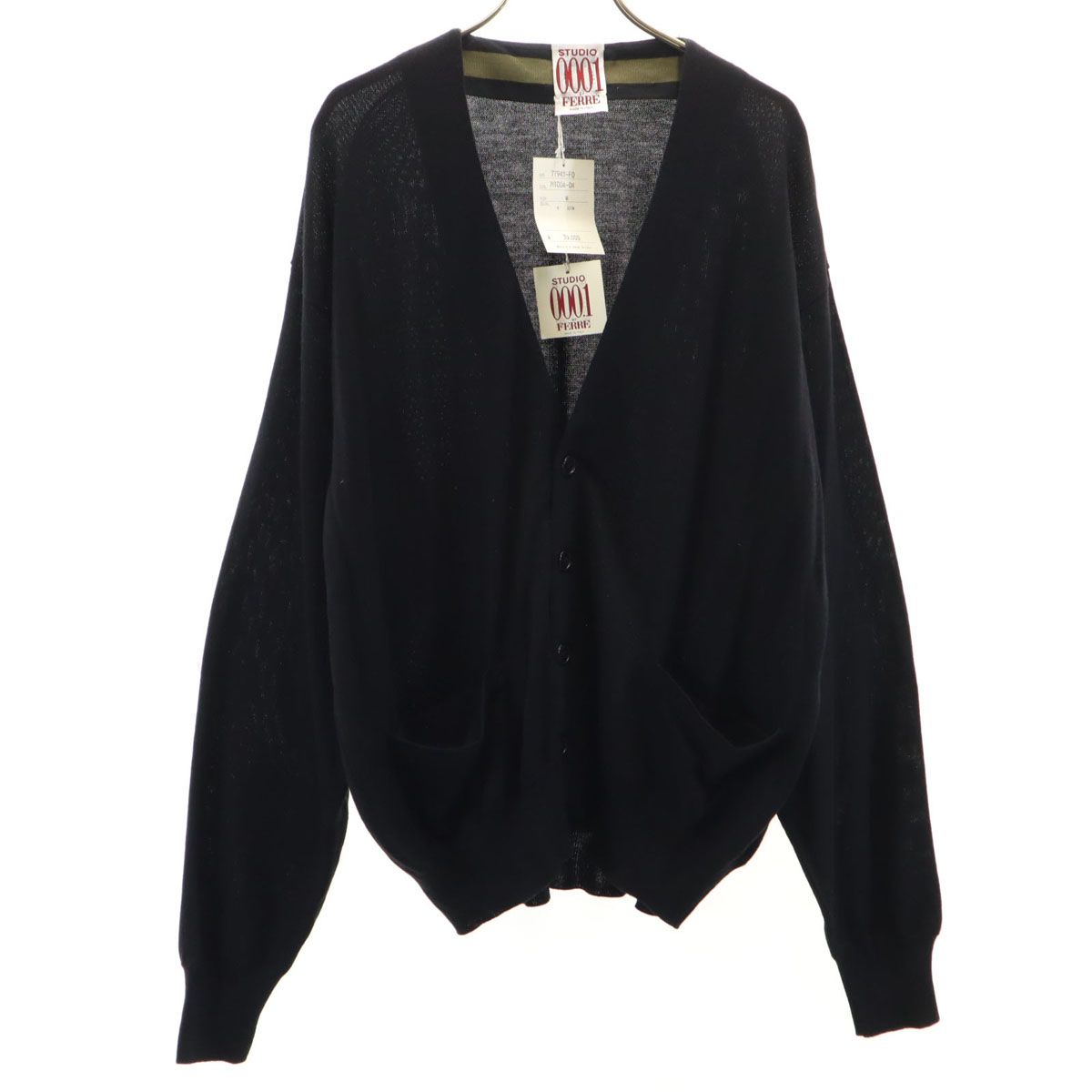 ♥ STUDIO 0001 by FERRE ジャンフランコ フェレ ストゥディオ イタリア製 長袖 ニットカーディガン M ブラック メンズ 古着