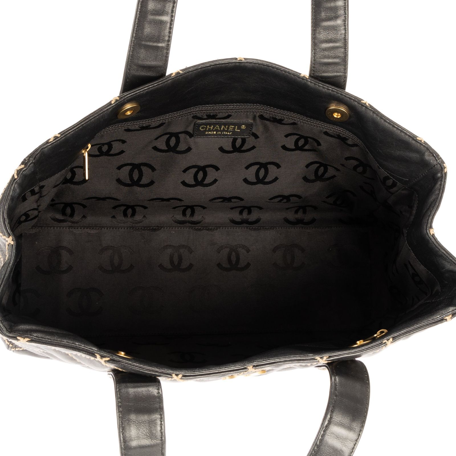 CHANEL シャネルワイルドステッチ中トート黒ワイルドステッチラムスキンA