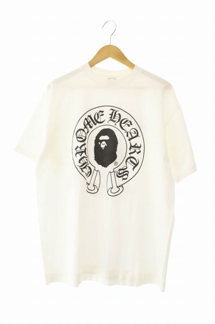 クロムハーツ CHROME HEARTS ×A BATHING APE アベイシングエイプ 2009 HORSESHOE T-SHIRT ホースシュー ロゴ プリント Tシャツ 半袖 L 白 ホワイト ブランド古着ベクトル AA 250603