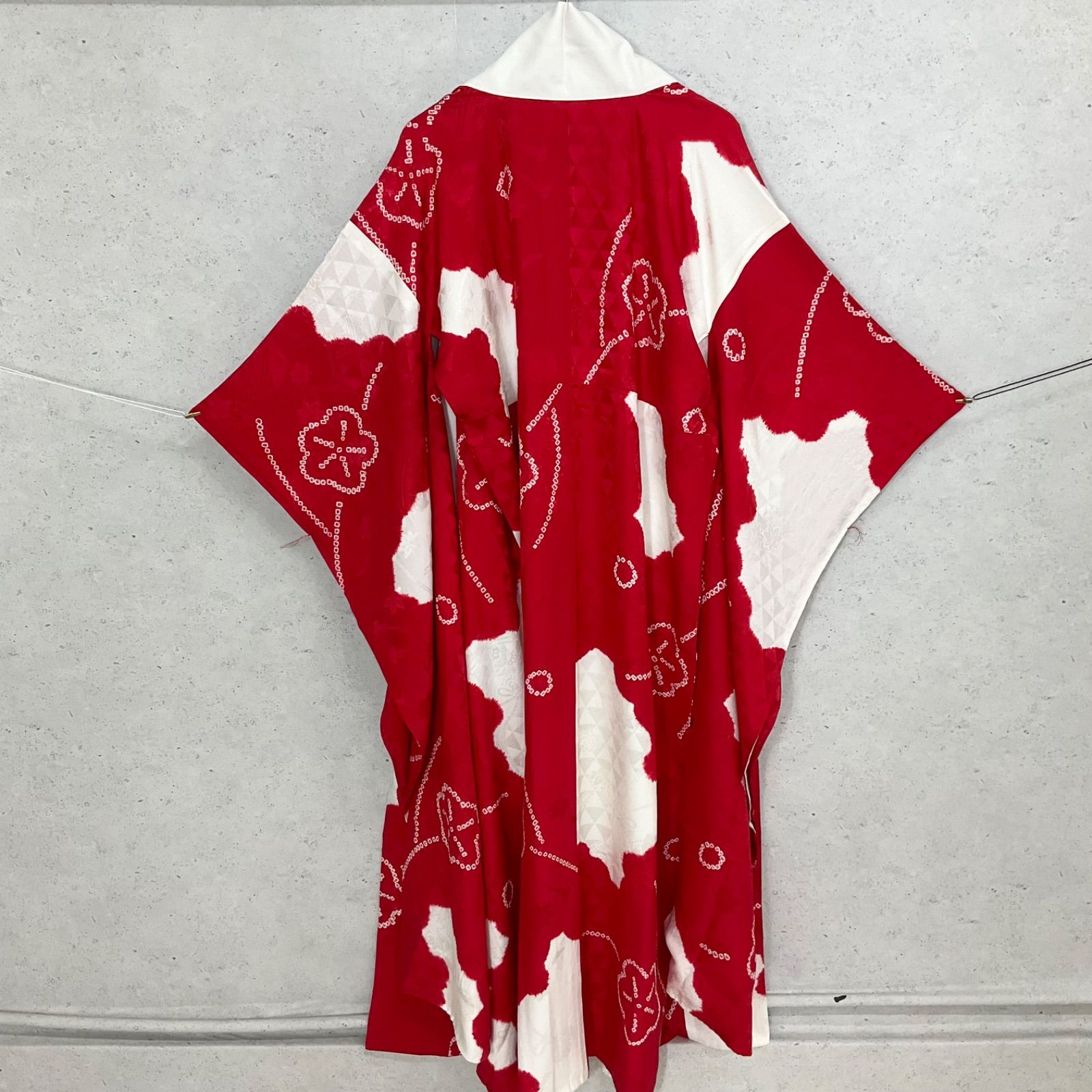 ◆kimono+one◆未使用同然◆振袖長襦袢◆袷◆正絹◆袖無双◆絞り◆広衿◆裄65.5袖幅33袖丈110◆着物帯振袖袋帯礼装成人式結婚式振袖襦袢◆S1158