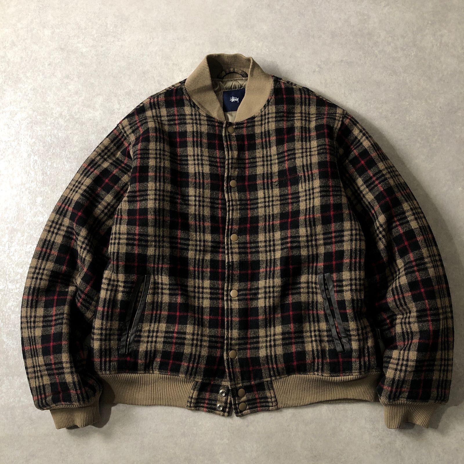 OLD STUSSY ショーンフォント ロゴ刺繍 ウールスタジャン ステューシー 90's vintage OLD STUSSY ショーンフォントロゴ刺繍 ウール スタジャン