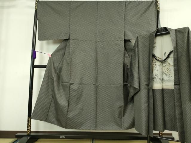 平和屋着物 上 男性 お召 アンサンブル 長羽織 羽裏 虎 DZAA8525kh5