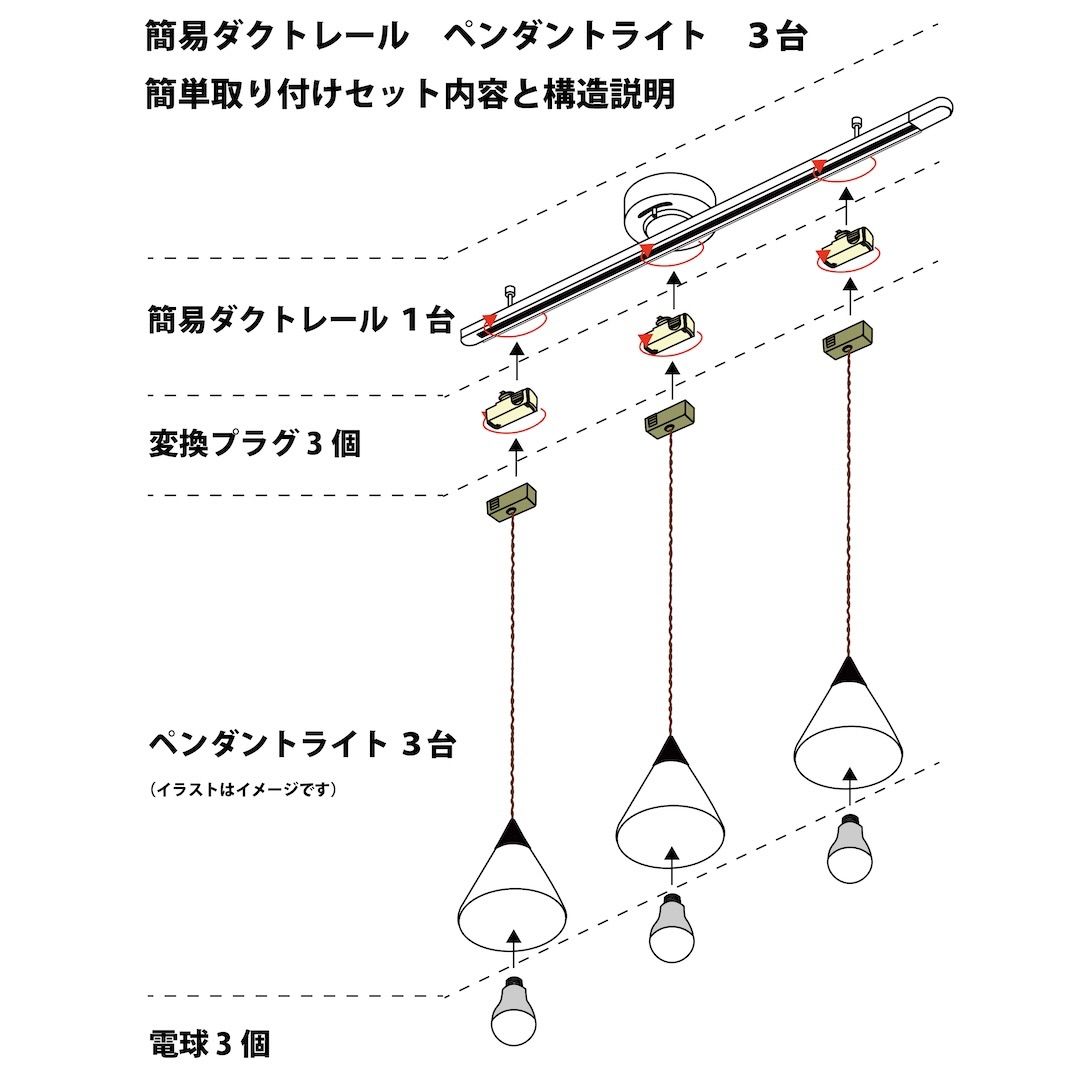 ペンダントライト BELLME1灯ペンダントライト３台+簡易ダクトレールのセット LED電球付 4色展開 新品 - メルカリ