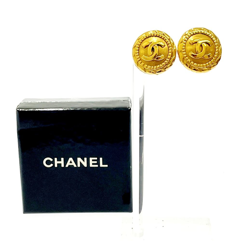 【美品】シャネル CHANEL ラウンドイヤリング ココマーク ゴールド 箱付き