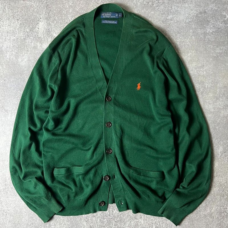 90s POLO RALPH LAUREN ピマ コットン ニット カーディガン L / 90年代