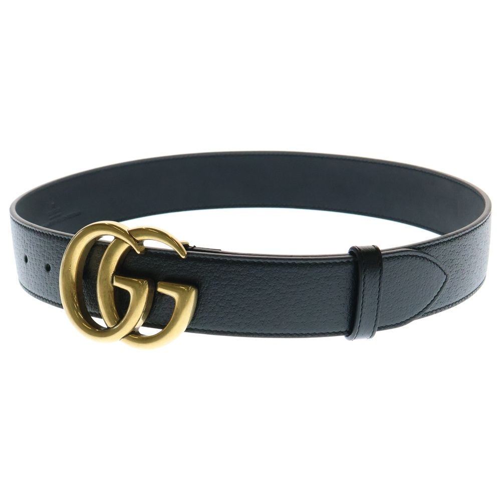 GUCCI グッチ GGマーモント ロゴ バックル レザーベルト ブラック|ゴールド 406831