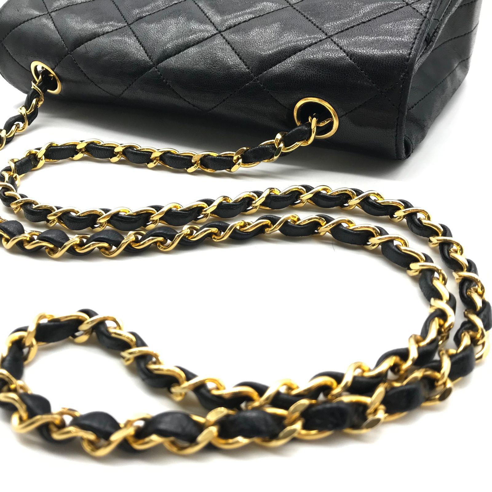 良品 CHANEL シャネル ココマーク ターンロック ダイヤカット チェーン ショルダー バッグ ブラック a2283 CHANEL シャネル ココマーク ターンロック ダイヤカット チェーン