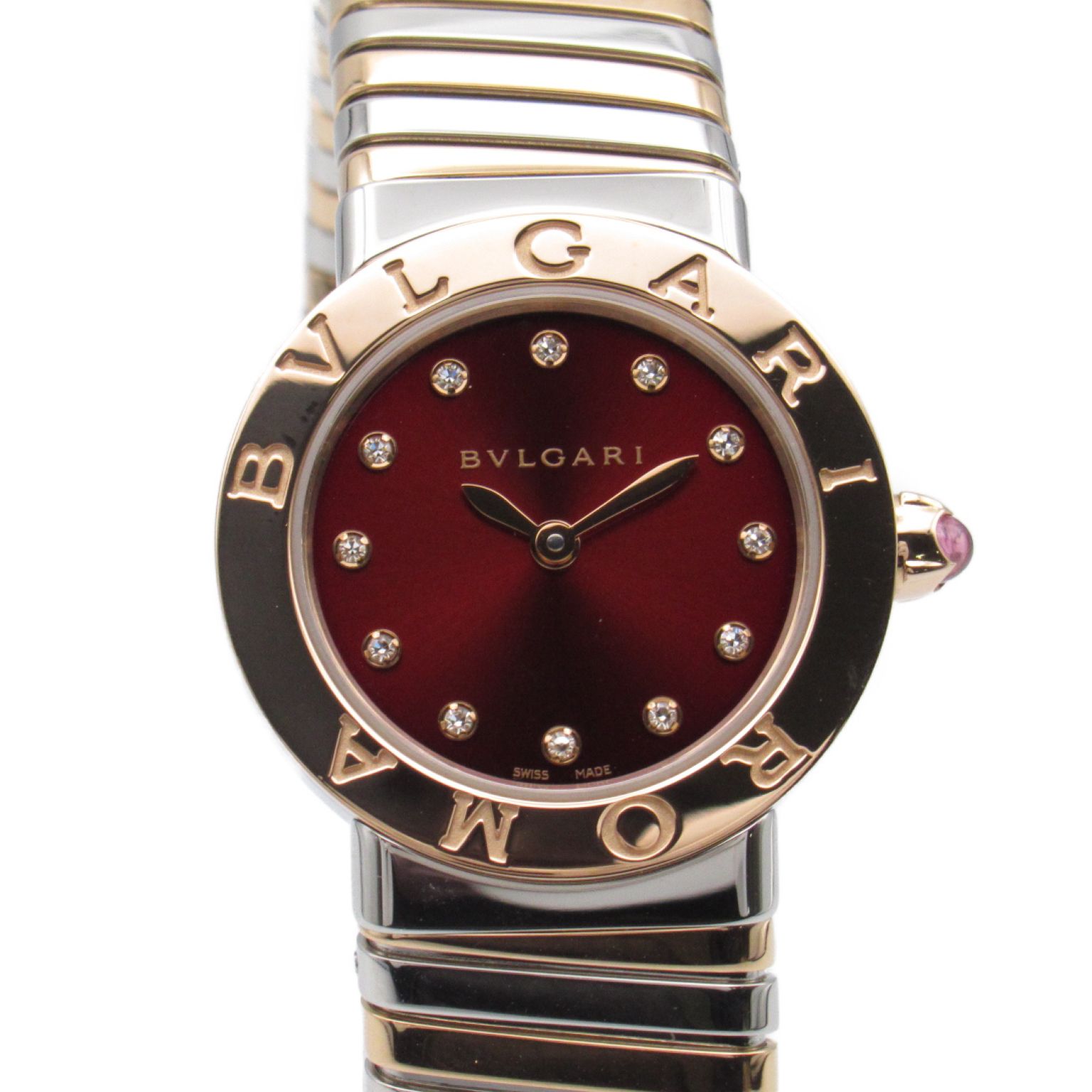 ブルガリ BVLGARI トゥボガス 12Pダイヤ 腕時計 新品)BVLGARI ブルガリ ルチェア トゥボガス ブラック 12Pダイヤ
