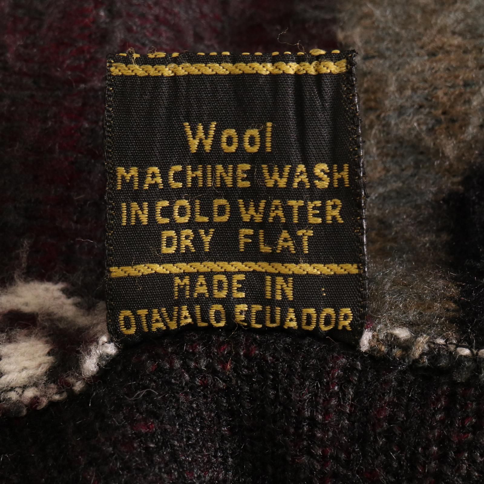 90年代 TEJIDOS RUMINAHUI エクアドルニット ジャケット 総柄 ブラウン