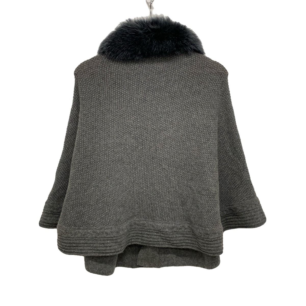 Leilian レリアン ポンチョ サイズM レディース グレー ニット カシミヤ ファー
