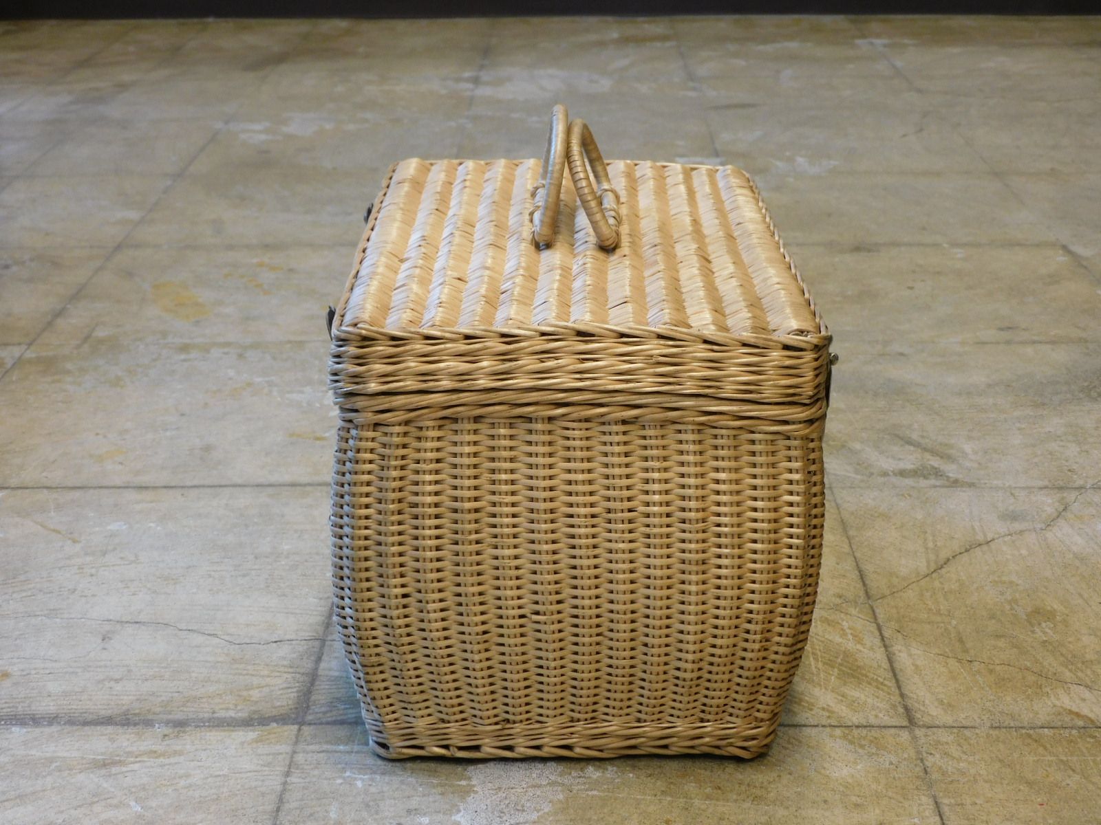 ふるい竹籐編みバスケット / 籠バッグ 煎茶籠 提藍 ピクニック ランチ