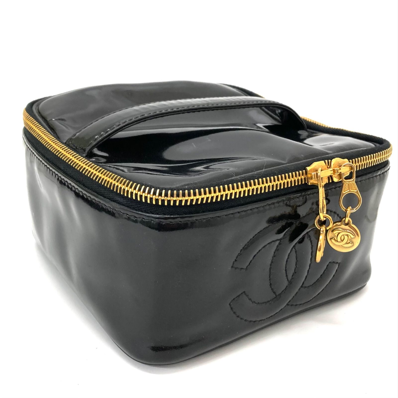 CHANEL シャネル エナメル バニティ メイクポーチ ココマーク ブラック
