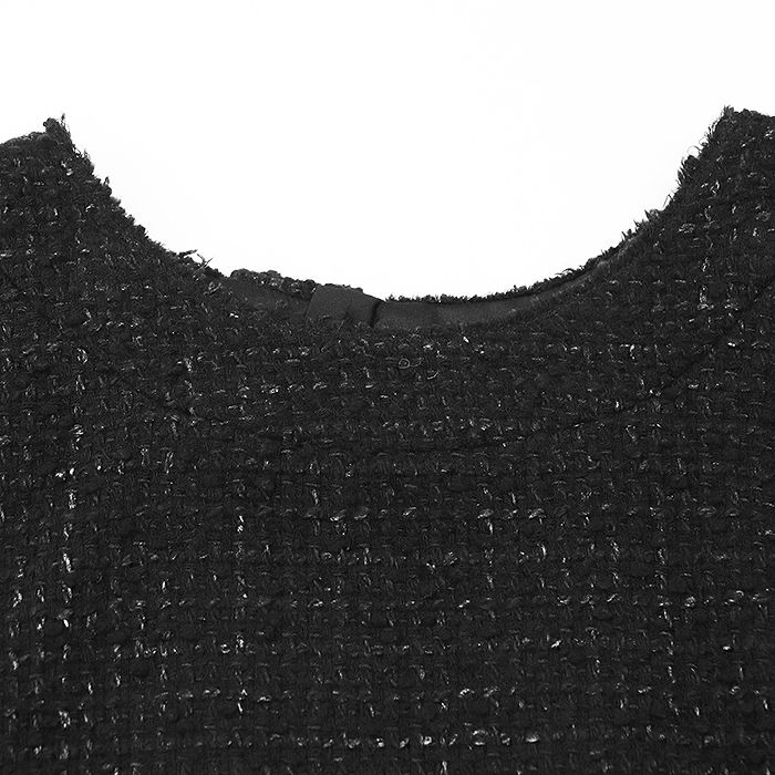 【美品】CHANEL シャネル トップス P38974 ニット ツイード フリル ウール混 サイド ジップ レディース サイズ 40 ブラック 黒 イタリア製 CHANEL - 【美品】CHANEL シャネル トップス P38974 ニット