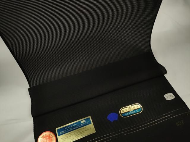 平和屋着物＊夏物 黒紋付 黒反物 着尺 絽 五泉 藍下黒染 ♥ DAAW7970zzz