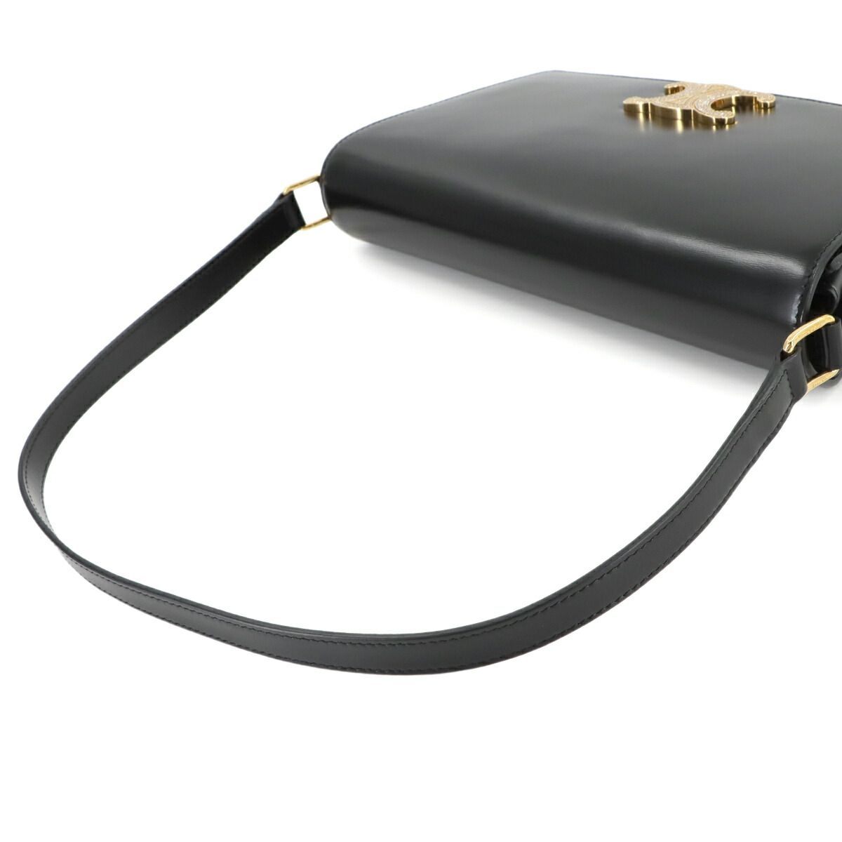 未使用 展示品 セリーヌ CELINE トリオンフ ワンショルダー バッグ レザー ブラック ゴールド 金具 ラインストーン 90279220 未使用 展示品 セリーヌ CELINE トリオンフ ワンショルダー バッグ