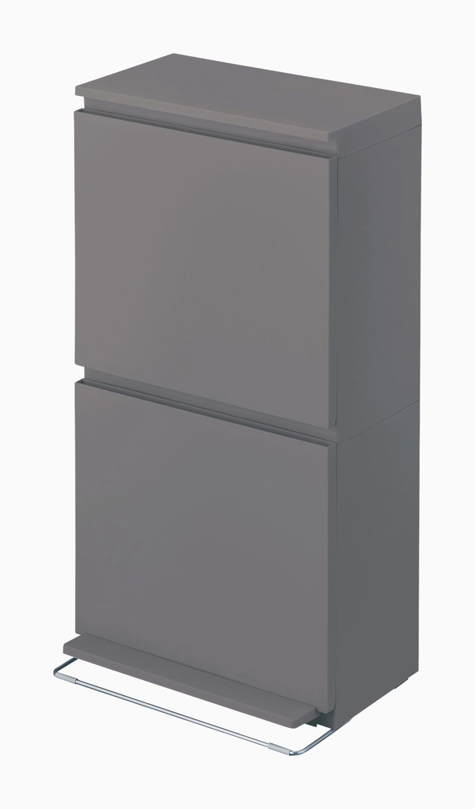 【特価セール】グレー 丸洗い可 ペダル2段ワイド 奥行スリム 40L リビング A6887 フタ付きゴミ箱 アスベル
