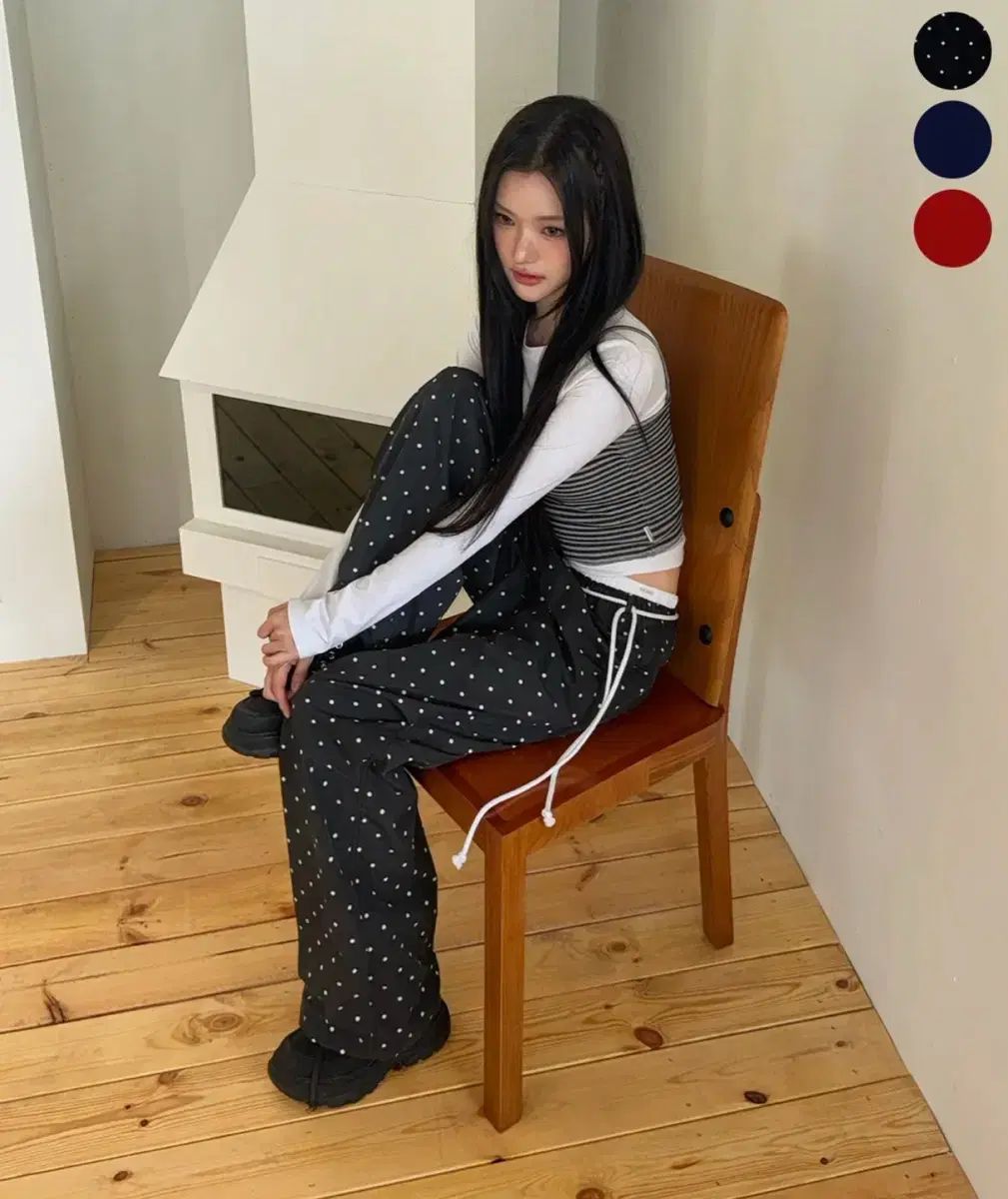 YOUHEE COTTON LAYERED BANDING WIDE PANTS