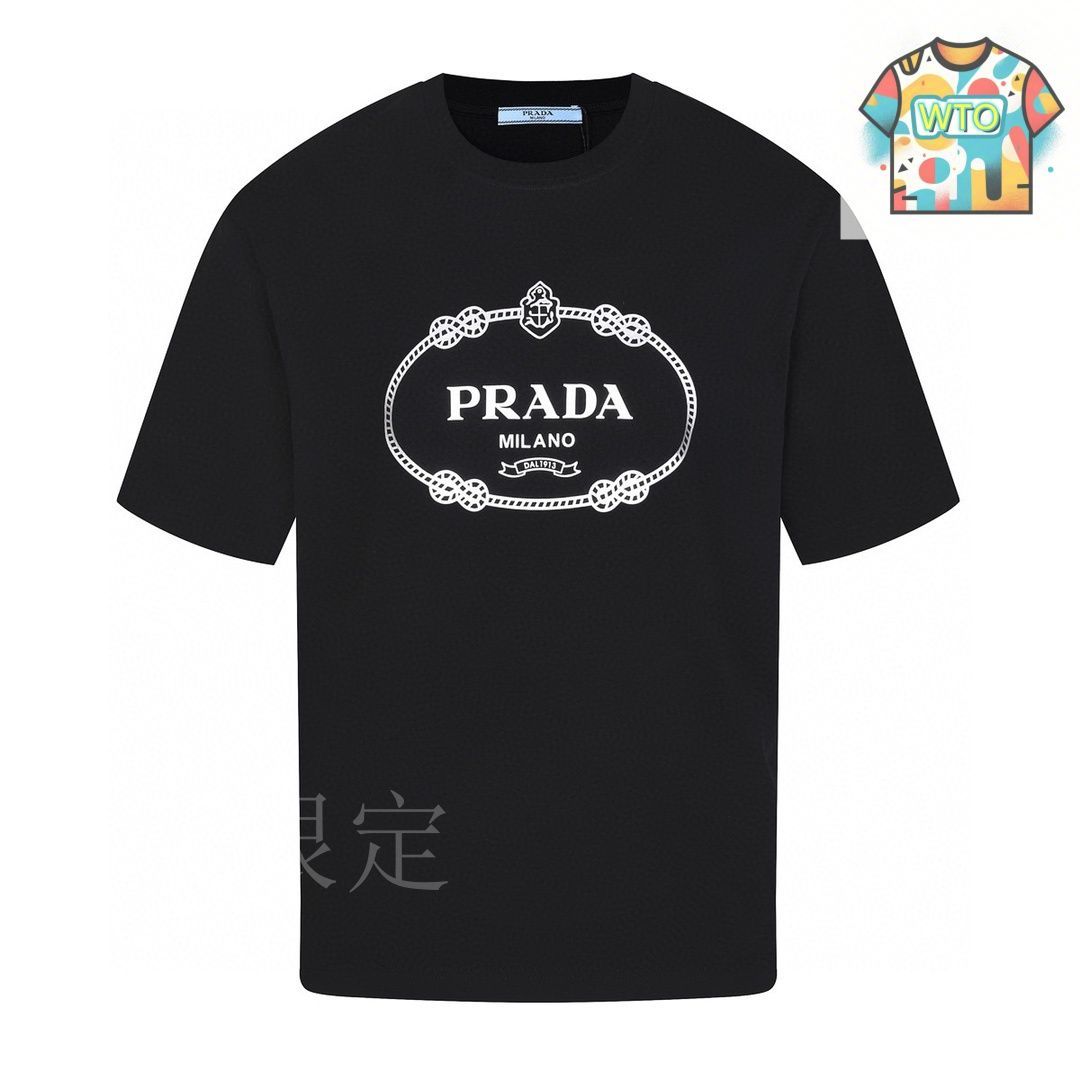 今日特価】Prada プラダ 夏の新作 クラシックロゴプリント丸首