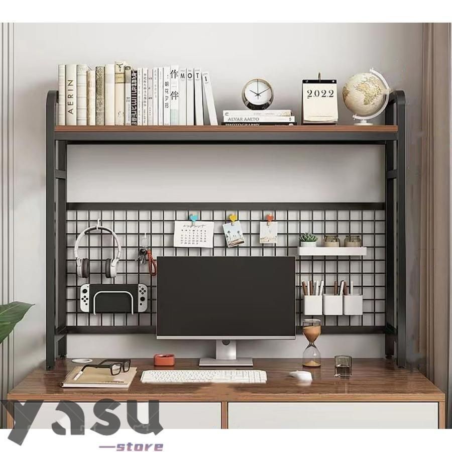 机上ラック デスク上収納ラック メッシュ板付き グリッド本棚 物置ラック 小物雑品収納ラック 高さ調節 メッシュ DIY 書類 雑誌 デスク