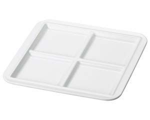 エ717 038 M メラミンブロックプレート四仕切 白 洗