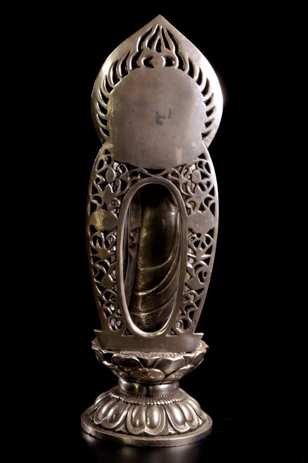 銀製 圓鍔勝三作 阿弥陀如来像 29cm 1813g 銀900 1/50 共箱 仏像 仏教