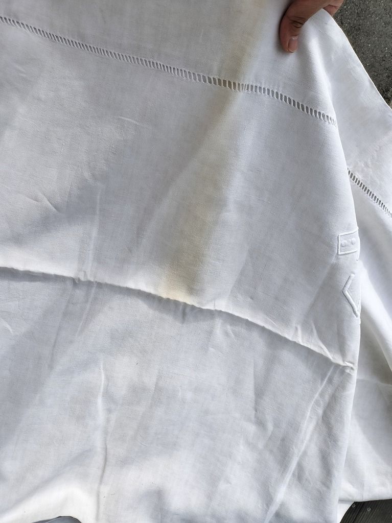 フランス アンティーク リネン イニシャル つき アウトレット シーツ