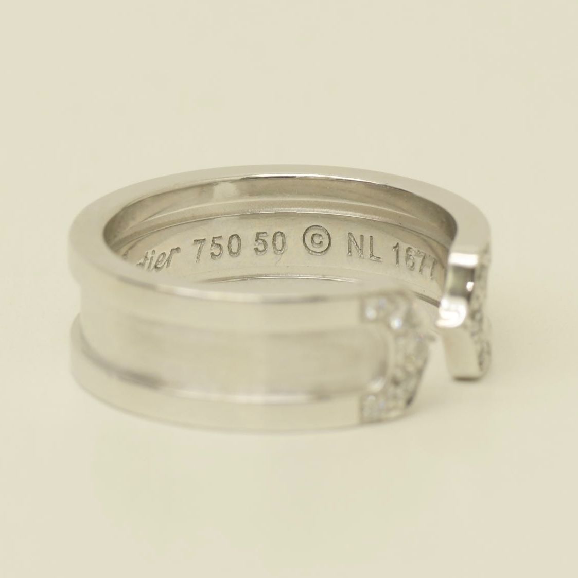 カルティエ　C2リング　WG #50 Cartier カルティエ K18WG 750 C2 ダイヤ 7.4g リング 指輪 #50 1677