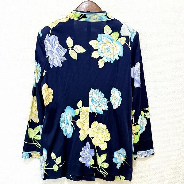 axc レオナール LEONARD ジャケット L 紺系 マルチ 花柄 薄手