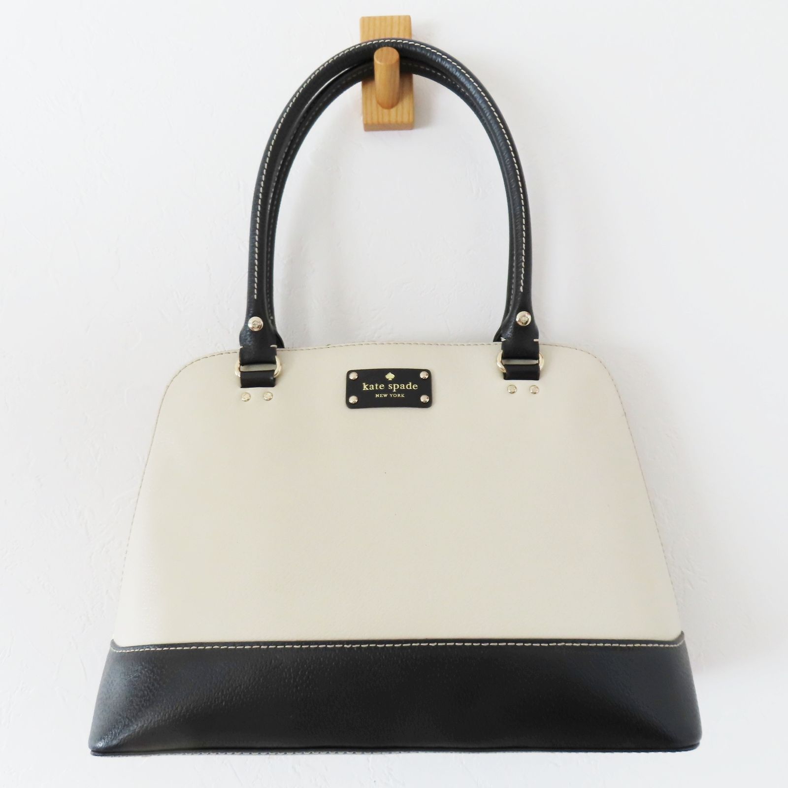 M06 Kate spade ケイトスペード レザー ハンドバッグ ホワイト/ブラック