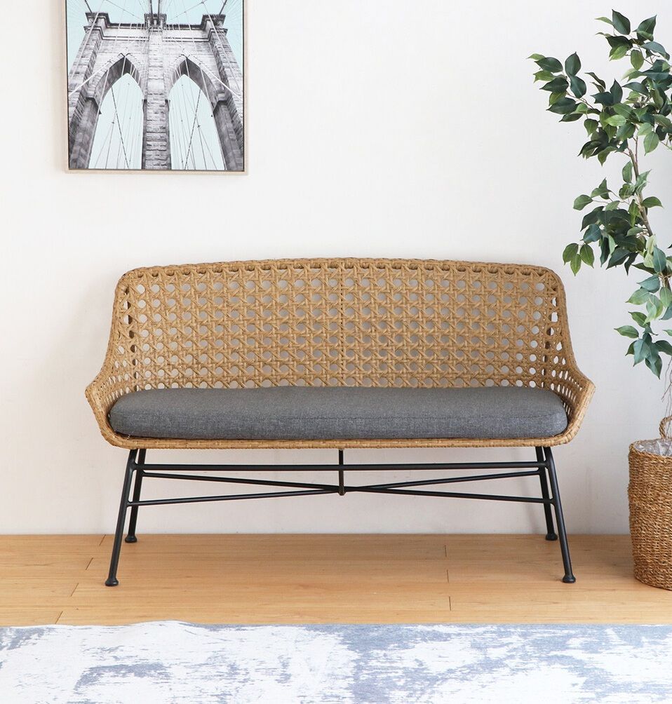 人工ラタンガーデンソファセット幅202cm カウチソファー テーブル（594