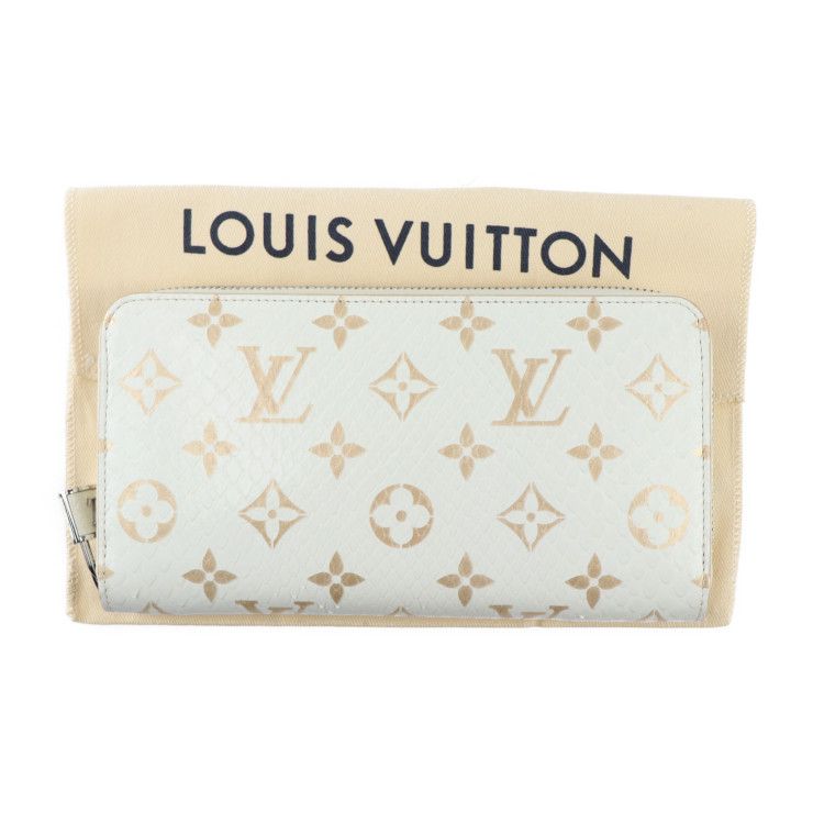 LOUIS VUITTON ルイ ヴィトン ジッピーウォレット 長財布 N97773 パイソン ラテ ホワイト系 シルバー金具 モノグラム  ラウンドファスナー エキゾチックレザー ビトン 【本物保証】 - メルカリ