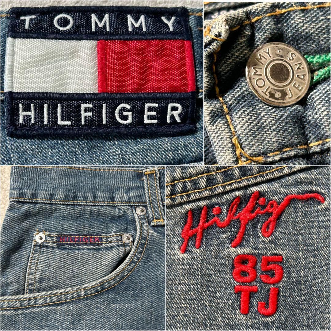 トミージーンズトミーヒルフィガー古着ホワイトデニムw38刺繍b系ストリート白極太 トミージーンズトミーヒルフィガー古着ホワイトデニムw38刺繍b系