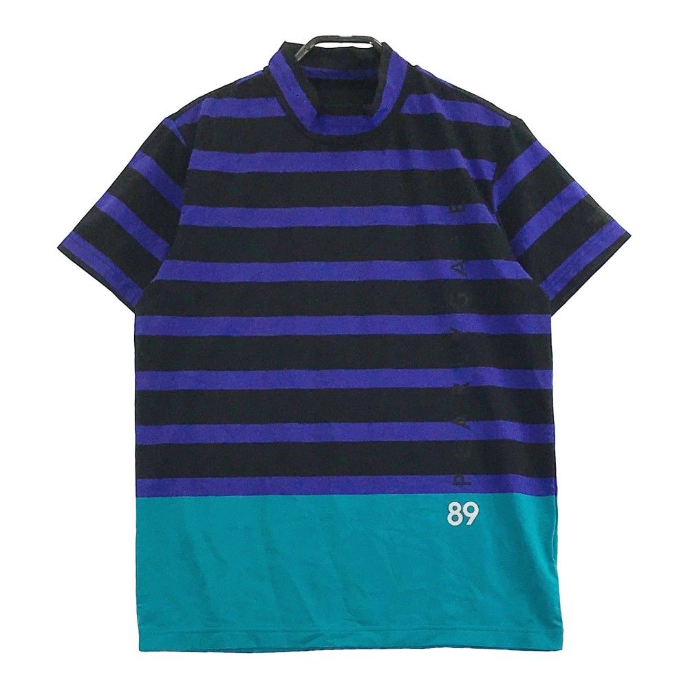 サイズ 4 PEARLY GATES パーリーゲイツ 2025年モデル ハイネック 半袖 Tシャツ ボーダー柄 ブラック系 240101053370 ゴルフウェア メンズ ストスト