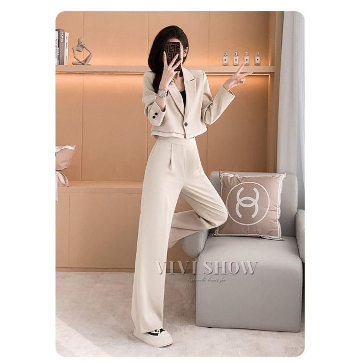 華様 ご確認用 パンツスーツ レディース セットアップ 上下2点セット 長袖 ショート丈