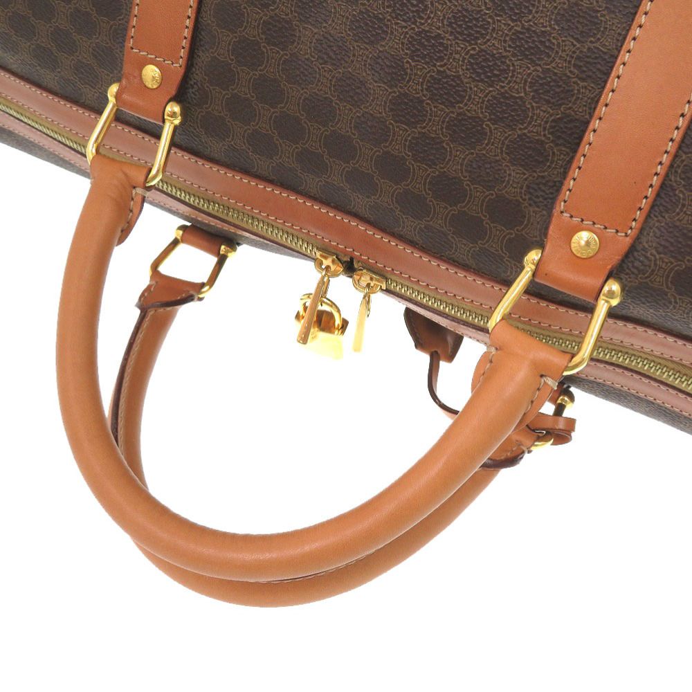 美品 セリーヌ マカダム PVC ブラウン ボストンバッグ バッグ 茶