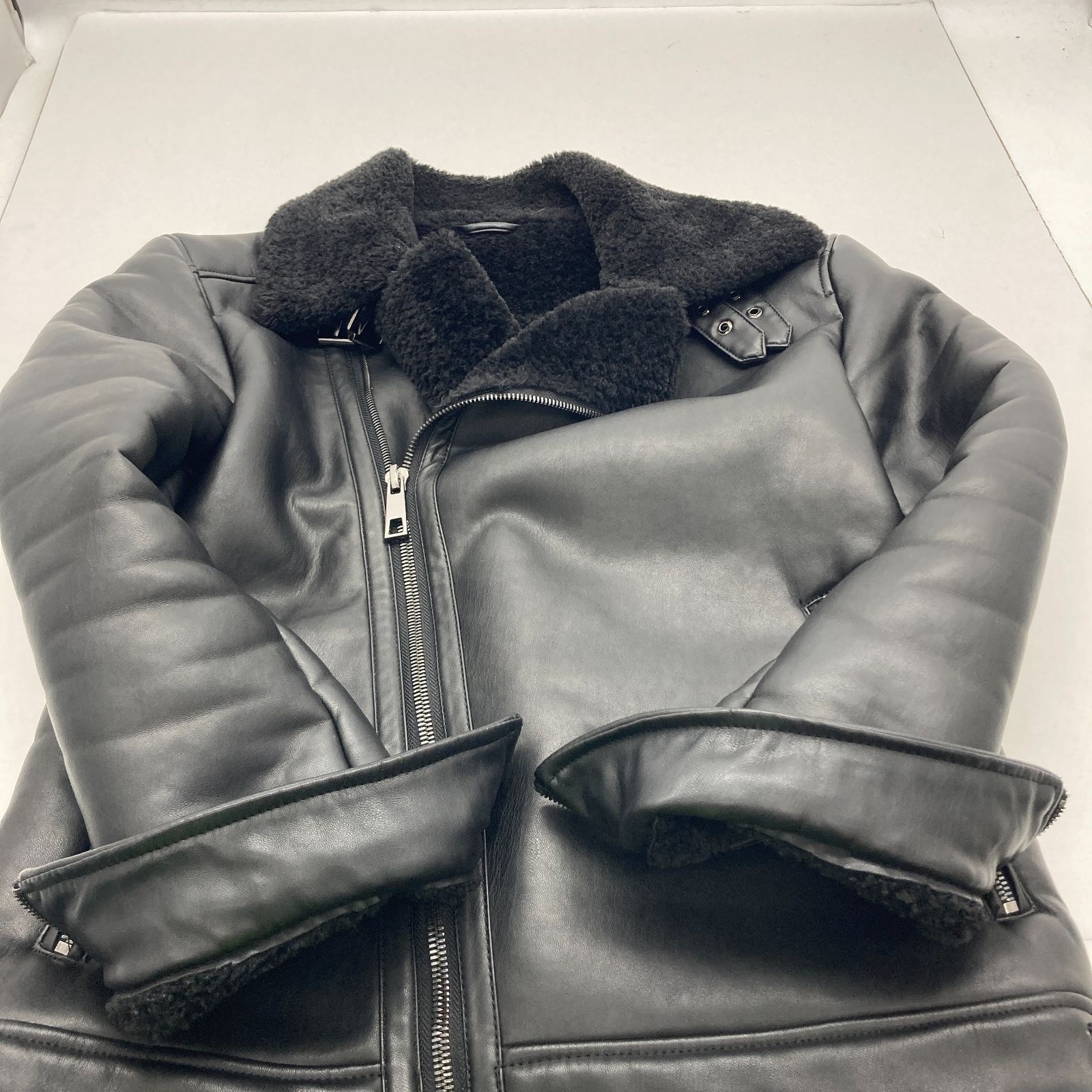 04m2279∞ ZARA ザラ フェイクレザー ムートン ボアジャケット 0706 