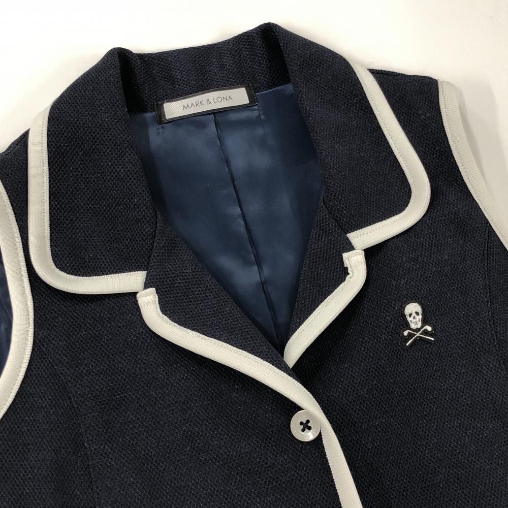 超美品】マークアンドロナ ノースリーブワンピース ダークネイビー×白