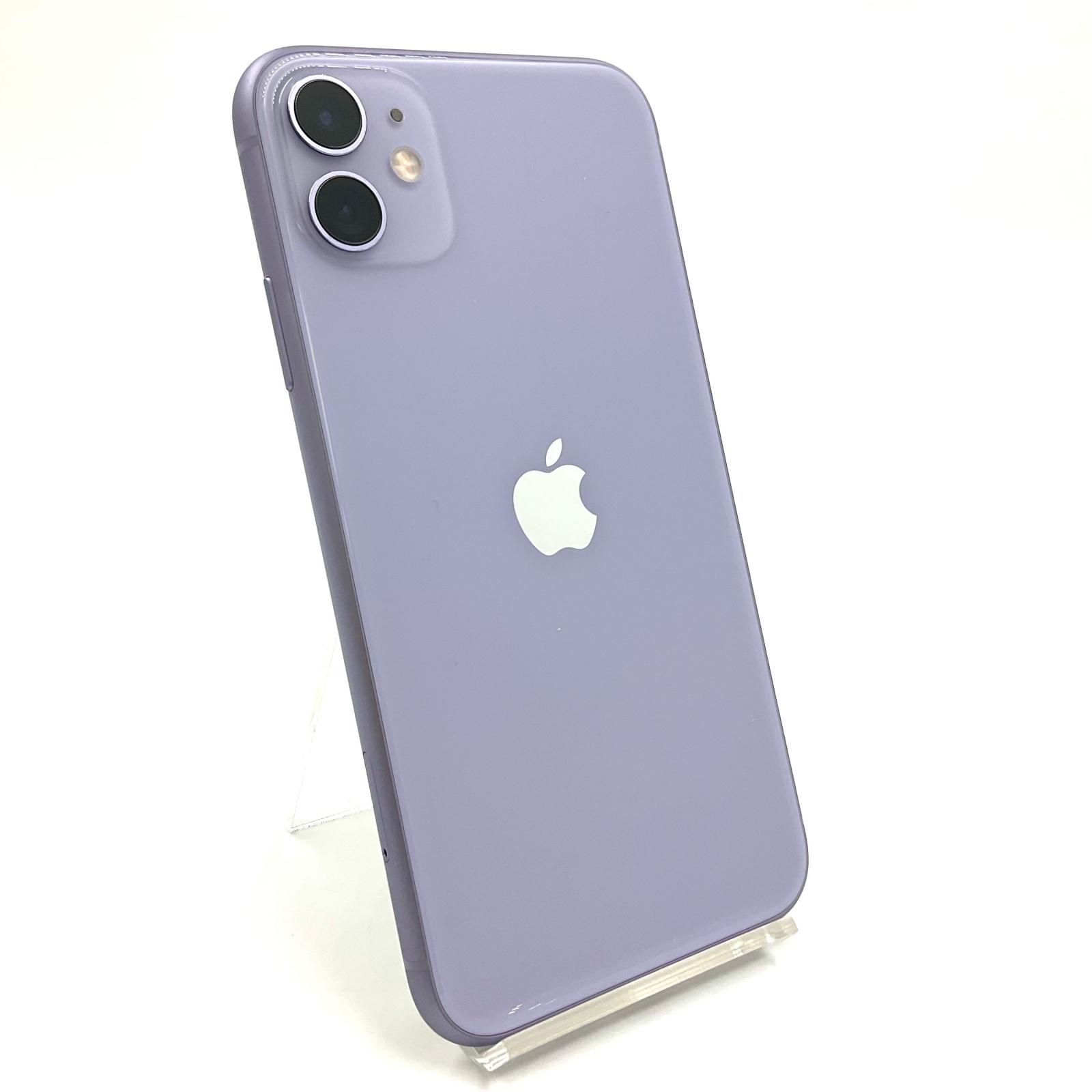 【全額返金保証】【最速発送】Apple iPhone 11 64GB パープル au 白ロム 78% 動作確認済