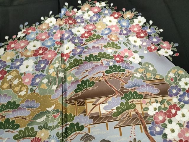 平和屋着物○豪華色留袖 友禅 作家物 風景草花文 暈し染め