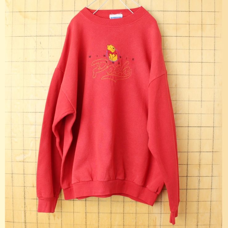 90s USA製 Pooh くまのプーさん スウェット レッド メンズXL 90s USA製 Pooh くまのプーさん スウェット レッド メンズXL