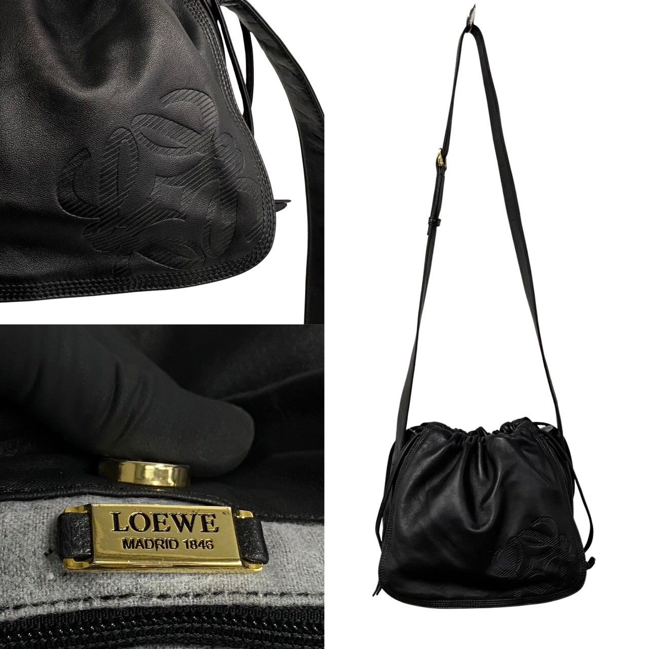 極 美品 希少品 LOEWE ロエベ アナグラム ロゴ ナッパレザー 本